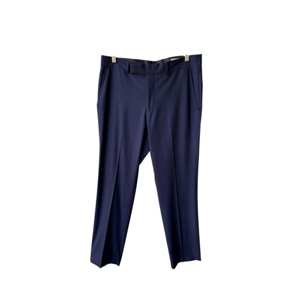 Kenneth Cole Reaction Trousers Dress Pants Navy Blue Techni Cole Preppy Mens 31